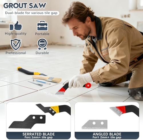 33 Pack Grout Removal Tool Kit, Tile & Caulk Remover Tools with Grout Saws, Scrapers & Blades - Ideal for Floor Tile Grout Cleaning, Bath & Shower - Image 4