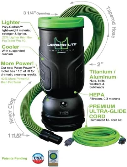 Mosquito-America Carbon-Lite Backpack Vacuum with HEPA Filtration (Model 06-1060-BK) - 6-Quart Capacity with Standard Glide Tool Kit Included. Great for Commercial or Residential Applications! - Image 3