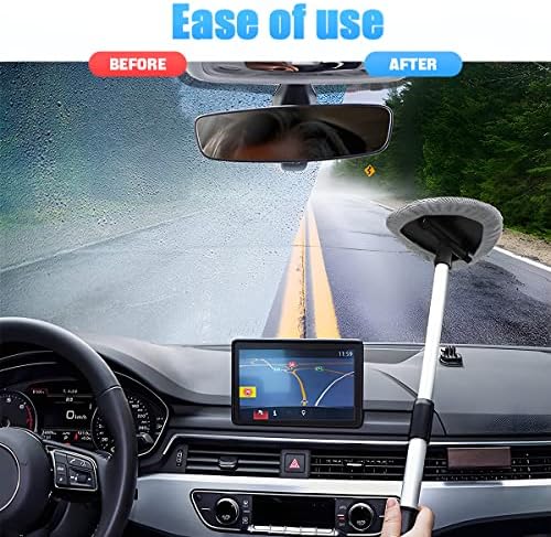 Extendable Car Windshield Cleaning Tool with Microfiber Pads, Gray - Image 4