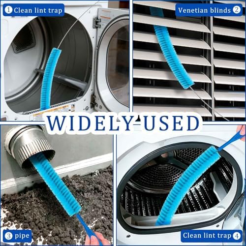 Dryer Vent Cleaner Kit with Dryer Vacuum Hose Attachment Suitable for Most Vacuum Cleaners, Twrrnbv Dryer Cleaner Lint Brush Remover, Duct Cleaning Tool for Laundry Room, Cleaning Accessories (Blue) - Image 4
