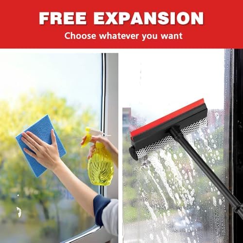 Professional 8.1" 2 in 1 Window Squeegee with 16" Long Handle,Car Squeegee for Gas Station,Home,Car，Glass,Shower,Outdoor High Window Cleaning - Image 3