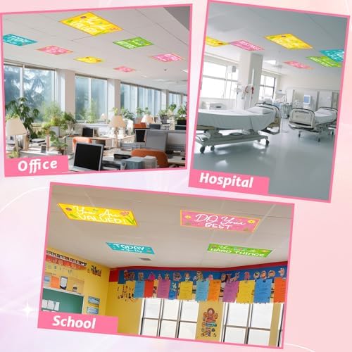 6PCS Fluorescent Light Covers for Classroom Ceiling Light 4x2ft Magnetic Lights Covers Filter Easy Install for Office School Hospitals Ceiling Supply (Flower Motivational) - Image 7