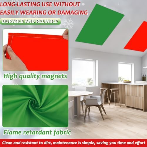 6 Pcs Fluorescent Light Covers with 60 Magnets Decorative for Classroom Ceiling Lights 4 x 2 Feet Magnetic Light Cover Filter Easy Install for Office Hospital Home Ceiling Supplies (Christmas Color) - Image 3