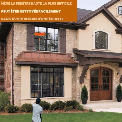 20 ft+ Reach Squeegee Window Cleaner Duster 2 in 1 Rotatable Window Cleaning Tool Kit with 3-14 ft Extension Pole, Window Washing Equipment for Indoor Outdoor Window Car Glass - 3 Pads - Image 7