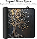 Multi-Design Stove Top Cover for Glass/Electric Stoves - 3-in-1 Heat-Resistant Protector Mat, Non-Slip Drying Rack 28"x20" (Tree of Life - Black, 28" L x 20" W) - Image 6