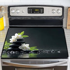 NYZE Stove Top Cover for Electric/Glass Stove, Flat Top Cooktop Protector, Electric Cooktop Cover, Extra Counter Space for Kitchen (White Orchid Stacked Stones) by GIVEYOUTHEBEST