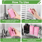 Jeymei Damp Clean Duster Sponge,4Pcs Pink Dust Sponge for Cleaning - Image 3