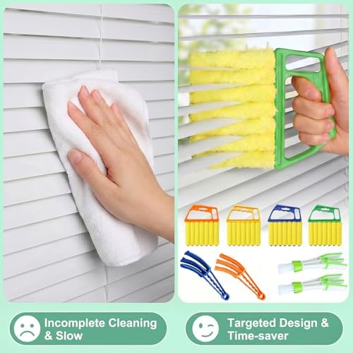 8 Pcs Window Blind Cleaner Duster Tool, 7 Fingers Blinds Cleaning Tool and 4 Pcs Air Vent Cleaner for Wood Venetian Blinds - Image 7
