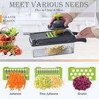 Vegetable Chopper Dicer with Container | Cheese Grater Mandoline Slicer Cabbage Shredder French Fry Cutter Stainless Steel for Veggie Onion Potato Fruit Food, Manual Hand Cooking Gadget for Kitchen - Image 3