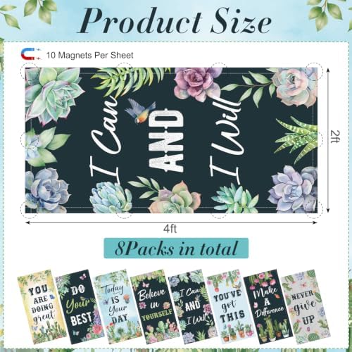 8Pcs Classroom Inspirational Fluorescent Light Covers,2x4 FT Succulent - Image 2