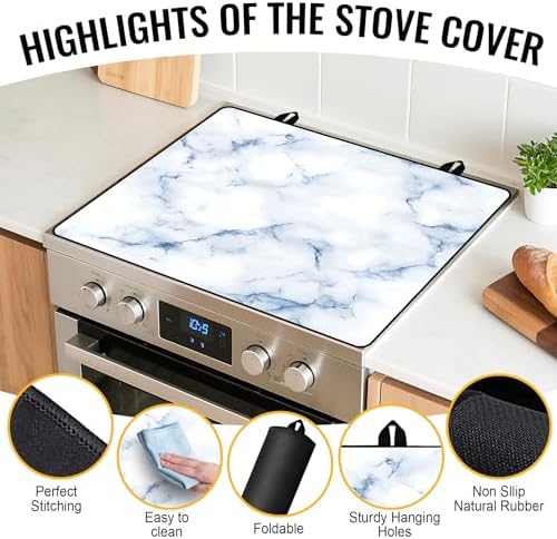Stove Top Cover for Electric Stove,Glass Stove Top Cover, Heat Resistant Glass Cooktop Cover, Stovetop Protector, Kitchen Decor, Dish Drying Mats Cover for Ceramic Washer Top 28.5x20.5 inch - Image 6