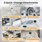 Electric Spin Scrubber – 5-Hour Battery, 6 Brush Heads, No Bending with 47" Extendable Handle, Cordless Power Scrubber for Bathroom Shower Bathtub Tile Kitchen Floor - Image 4