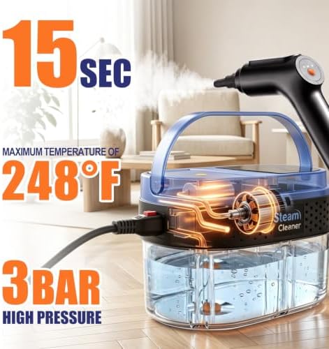 2500W Handheld Steam Cleaner, 15s Fast Heat 1.8L Tank for Home & Car - Image 3