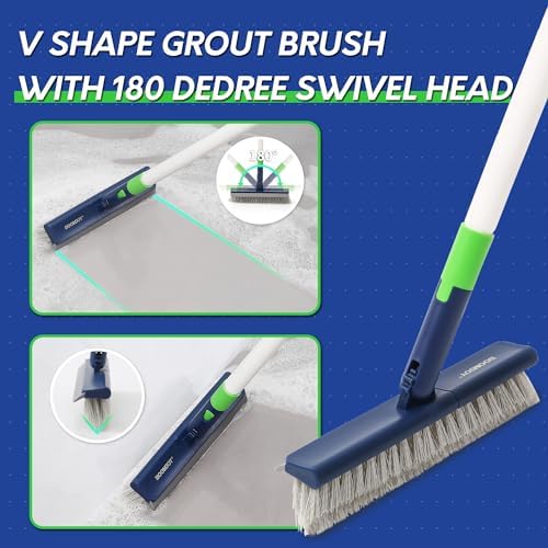 BOOMJOY 4 in 1 Shower Cleaning Brush, 58" Extendable Tub and Tile Scrubber Set, Grout Brush with Long Handle, Shower Tile Floor Scrubber for Cleaning Baseboard Bathroom Toilet Kitchen - Image 4
