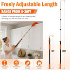 LAANPOLE 26FT High Reach Duster Cleaning Kit with Extension Pole, High Ceiling Fan Cleaner Duster Tool for Fan Blades, Window Washing Kit with Microfiber Feather Duster & Window Squeegee - Image 6