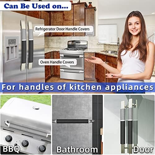 MRKG Refrigerator Door Handle Covers, Set of 4, Washable Without Fading or Cracking, Keep Your Kitchen Appliance Clean from Smudges, Drips, Food Stains, Oil. (Black, Grey) - Image 4