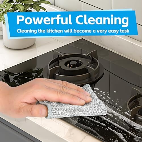 36Pack Multipurpose Wire Dishwashing Rags, Upgrade Non Scratch Wire Dishcloth, for Wet and Dry Use, Reusable Metal Scrubbing Microfiber Clean Cloths for Home/Kitchen/Stove - Image 7