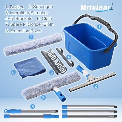 Mitclear Window Cleaning Kit 77'' Long Handle with Bucket for Home Outdoor - Image 3