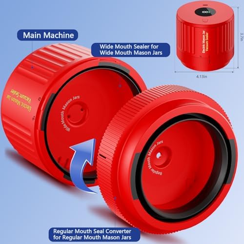 LOVE MOMENT Electric Mason Jar Vacuum Sealer Kit - Red - Image 5