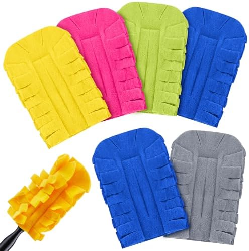 6 Pcs Reusable Duster Refills Washable Pads, Bright Color by Zubebe