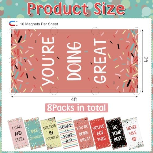 8Pcs Classroom Fluorescent Magnetic Light Covers,2x4 FT Pastel Confetti - Image 2