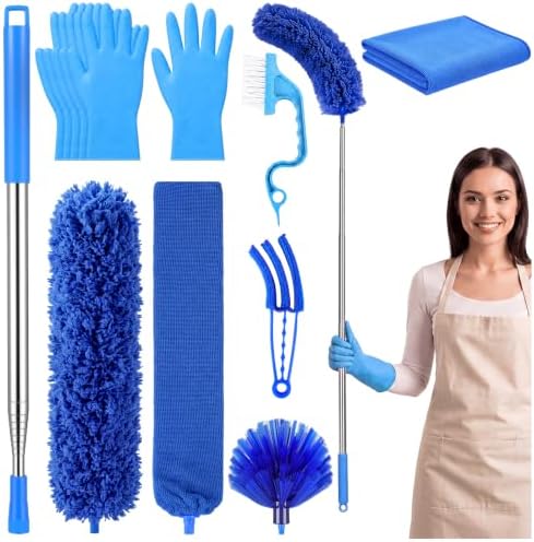 8 Pcs Microfiber Feather Duster Kit with Extension Pole by Yiyiring