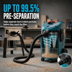 Dust Extractor, 9 Gallon 1400W 19KPA Wet Dry Vacuum Cleaner with Dual Cyclone Pre-Separator, HEPA Filter and 8.2 FT Anti-Static Hose for Wood Chips, Wood Shavings and Coarse Debris - Image 2