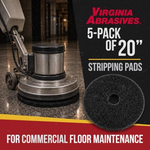 Black Floor Maintenance Pads, Heavy-Duty Stripping & Scrubbing, 20", 5 Pack - Image 4