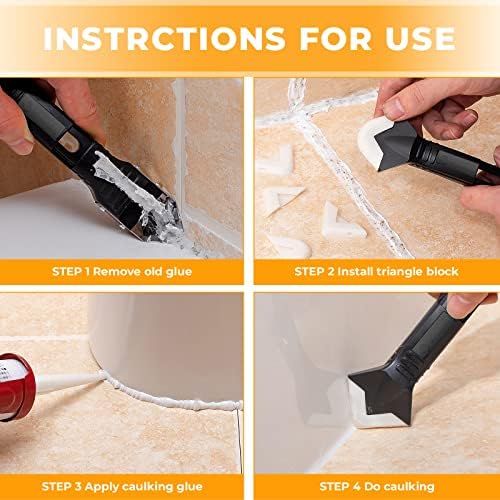 Saker Silicone Caulking Tool 3-in-1 Grout Removal Tool Kit Black Blue - Image 2