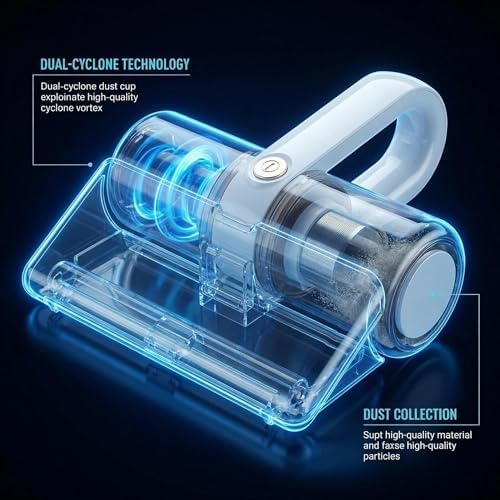 Lightweight Cordless Mattress Vacuum – 10Kpa Suction, 180° Flex Nozzle for Bed Sofa Car Seat Crevices, 30-Min Runtime, Magnetic Dustbin, HEPA Filter - Image 2
