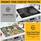 NYZE Stove Top Cover for Electric Stove 28x20 Inch Silicone Stove Topper & Protector, Decorative Kitchen Mat for Electric/Glass Stove Top (Cream & Gold Floral Tree) - Image 5