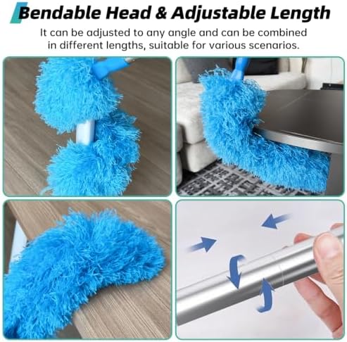 DRQ Ceiling Fan Cleaner Duster with 13-48 in Extension Pole, Blue, 2 Pack - Image 4