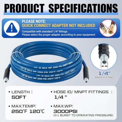 1 Pcs 1/4" X 50' Blue Carpet Cleaning Solution Hose, Regular - Image 2