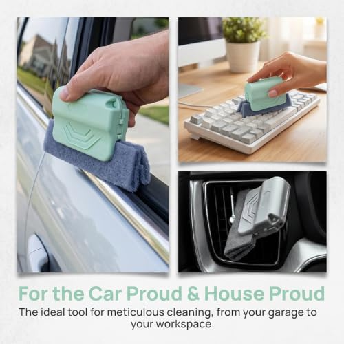 2PCS Magic Car Window Track Cleaner Tool Set, Green&Gray - Image 5