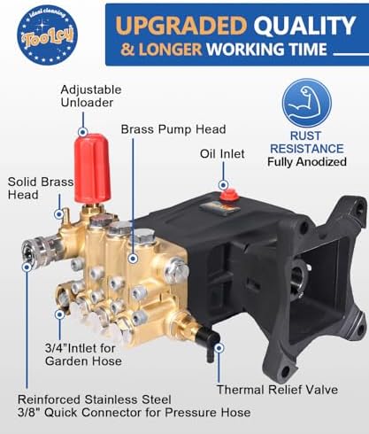 TOOLCY 1" Shaft Pressure Washer Pump 4400 PSI with Adjustment Unloader - Image 4