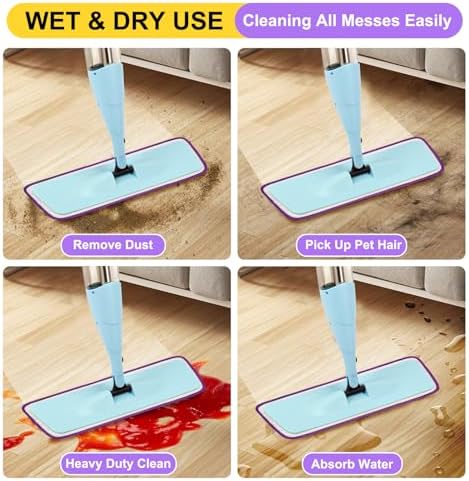 16.5 inch Reusable Mop Pads Microfiber Spray Mop Replacement Heads for Wet/Dry Mops Compatible with Bona Floor Care System (5 Pack) - Image 6