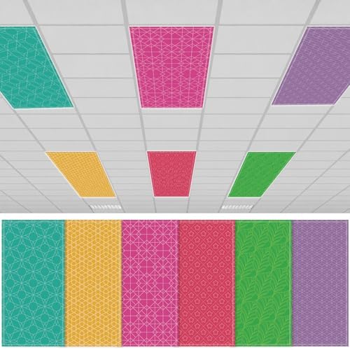 6pcs Classroom Fluorescent Magnetic Light Covers 2x4 FT Bright Geometric by Hallswl