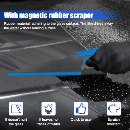 Car Window Tint Squeegee with Magnetic Rubber Blade – Heavy-Duty Tinting Application Tools for Car Vinyl Wrap, Window Film Installation&Glass Cleaning – Universal Water Removal Scraper (2PCS) - Image 3