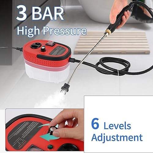 Handheld Steam Cleaner Portable High-pressure Steam Cleaner with 3 Brushes and 1 Glass Scraper Quickly Generates High-temperature Steam to Deeply Clean Kitchens and Car Seats - Image 3