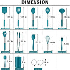 E-far Kitchen Utensils Set, 14-Piece Blue Silicone Cooking Utensils Set - Image 2