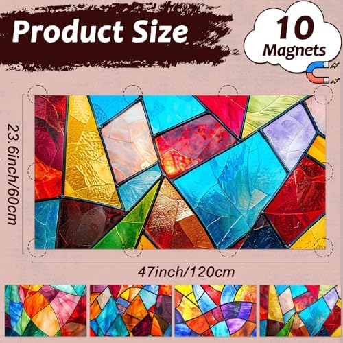 4 Pcs Fluorescent Light Covers for Classroom Ceiling Light 4 x 2 Feet Decorative Magnetic Lights Cover Filters Easy Install for School Office Home Hospitals Drop Ceiling Supplies (Retro Stained Glass) - Image 2