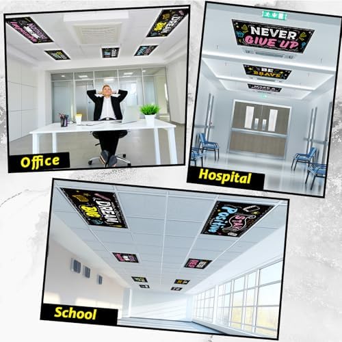 8Pcs Inspirational Fluorescent Light Covers for Classroom Ceiling Light 4x2Ft Motivational Word Magnetic Lights Cover Filter Easy Install for Back to School Office Hospital Ceiling Supply (Blackboard) - Image 5