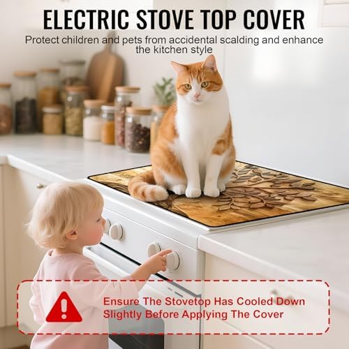 Stove Top Cover for Electric Stove,Glass Stove Top Cover, Heat Resistant Glass Cooktop Cover, Stovetop Protector, Kitchen Decor, Dish Drying Mats Cover for Ceramic Washer Top 28.5x20.5 inch - Image 5