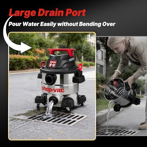 Shop-Vac 8 Gallon 4.5 Peak HP Wet/Dry Vacuum, Stainless Steel Tank, 5430114 - Image 5