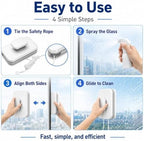 6-in-1 Magnetic Window Wiper, Double Sided Glass Cleaner, 8-15mm Glass,3PCS - Image 4