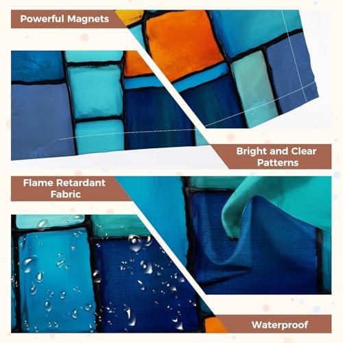 6 Pcs Fluorescent Light Covers for Ceiling Lights Colorful stained glass window Abstract stained glass Art Nouveau Magnetic Decorative Shade Filters 4x2 ft for Classroom Office Hospital Decor - Image 4