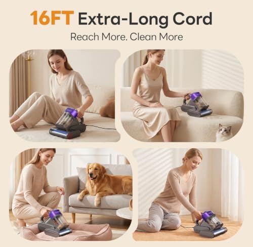 Mattress Vacuum Cleaner, 18000Pa Bed Vacuum Cleaner, 275nm UV-C Light & Ultrasonic 140°F Heat with High-Speed Deep Tapping, Versatile Handheld Vacuum for Bed, Sofa, Couch, Crib（Corded） - Image 7