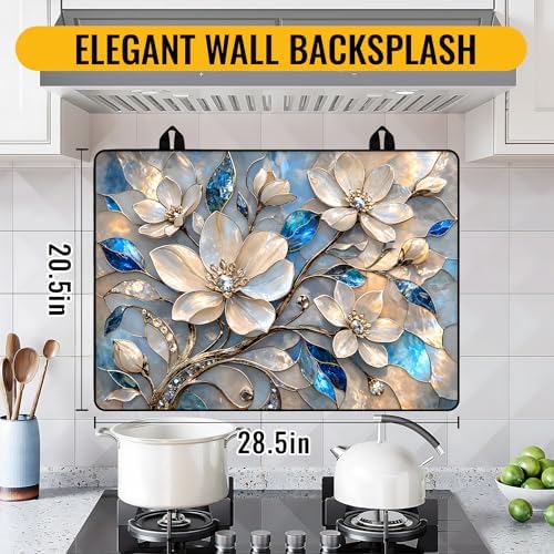 NYZE Stove Top Covers for Electric Stove for Kitchen (Blue Crystal Floral) - Image 2