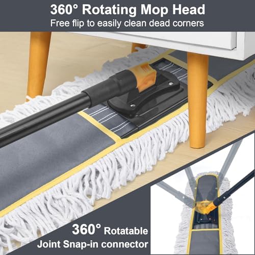 24" Commercial Dust Mop for Floor Cleaning,Heavy Duty Floor Duster,Grey - Image 3