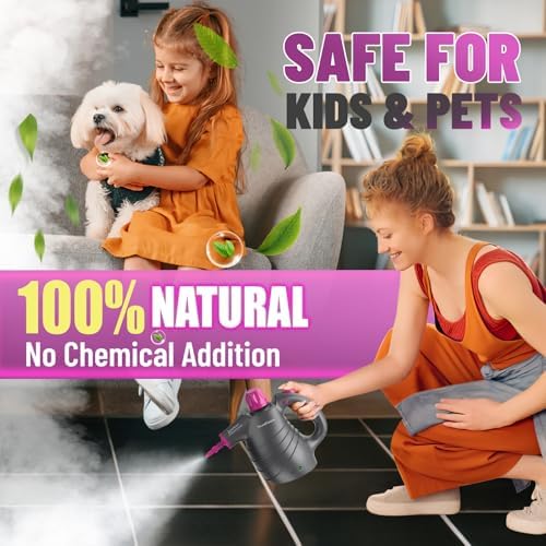 Pressurized Handheld Steam Cleaner with 10pcs Accessories&Safety Lock, Multi-Purpose Natural Deep Cleaning Steamer, Multi-Surface Steamer for Cleaning Home, Car, Upholstery, Grout and More - Image 3